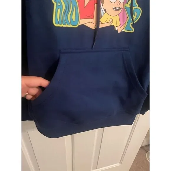 New Rick and Morty Adult Swim Hoodie Blue Medium Unisex Pullover Fleece - Picture 4 of 5